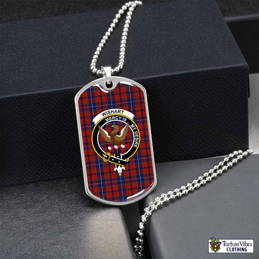 Tartan Vibes Clothing Wishart Tartan Dog Tag Necklace with Family Crest