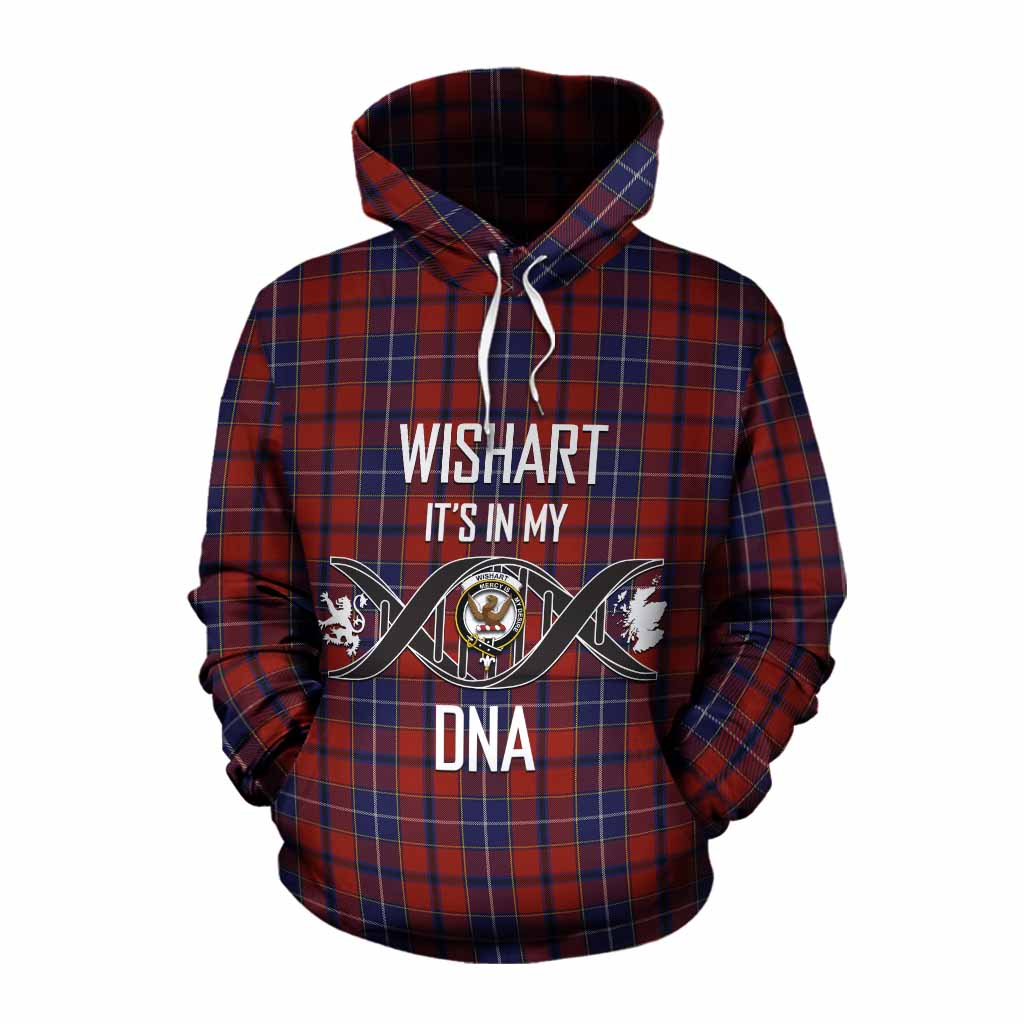 Tartan Vibes Clothing Wishart Tartan Cotton Hoodie with Family Crest DNA In Me Style