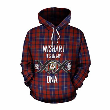 Tartan Vibes Clothing Wishart Tartan Cotton Hoodie with Family Crest DNA In Me Style