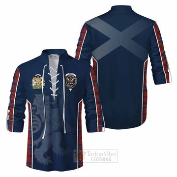 Tartan Vibes Clothing Wishart Tartan Ghillie Kilt Shirt with Family Crest and Lion Rampant Vibes Sport Style