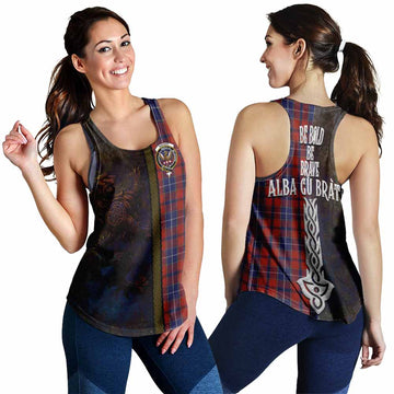 Wishart Tartan Family Crest Women's Racerback Tanks Alba Gu Brath Be Brave Lion Ancient Style
