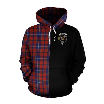 Tartan Vibes Clothing Wishart Tartan Cotton Hoodie with Family Crest and Half Of Me Style