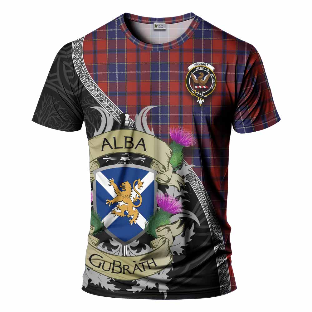 Tartan Vibes Clothing Wishart Tartan Family Crest T-Shirt Lion Rampant Royal Thistle Shield Celtic Inspired