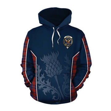 Tartan Vibes Clothing Wishart Tartan Cotton Hoodie with Family Crest and Scottish Thistle Vibes Sport Style