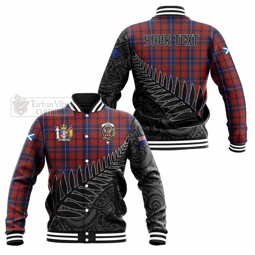 Tartan Vibes Clothing Wishart Crest Tartan Baseball Jacket with New Zealand Silver Fern Half Style