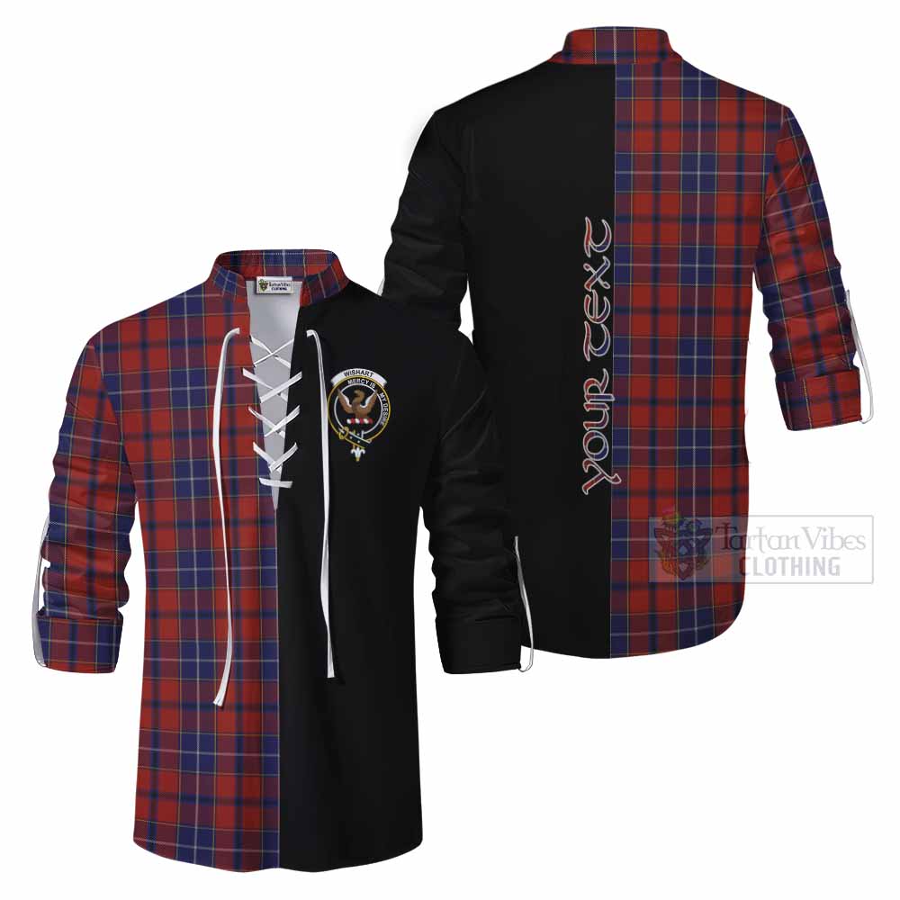 Tartan Vibes Clothing Wishart Tartan Ghillie Kilt Shirt with Family Crest and Half Of Me Style