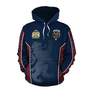 Tartan Vibes Clothing Wishart Tartan Cotton Hoodie with Family Crest and Lion Rampant Vibes Sport Style
