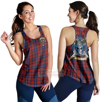 Tartan Vibes Clothing Wishart Tartan Women's Racerback Tanks with Family Crest Celtic Skull Style