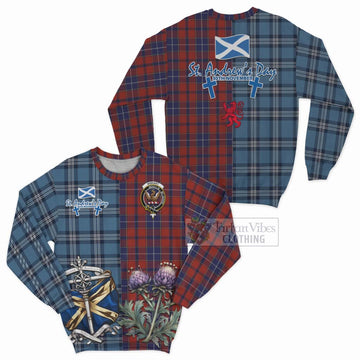 Tartan Vibes Clothing Wishart Tartan Sweatshirt Happy St. Andrew's Day Half Tartan Style
