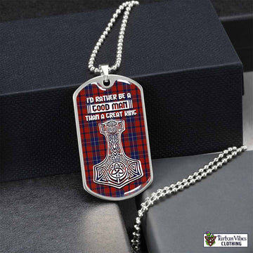 Tartan Vibes Clothing Wishart Tartan Dog Tag Necklace Viking Mjolnir Style