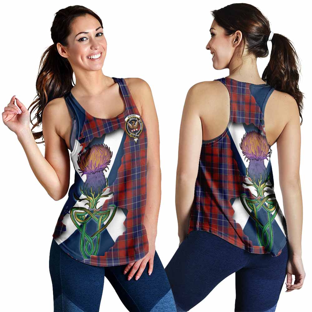 Tartan Vibes Clothing Wishart Tartan Family Crest Women's Racerback Tanks Scottish Thistle Celtic Inspired