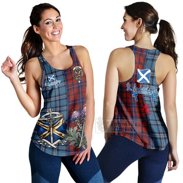 Tartan Vibes Clothing Wishart Tartan Women's Racerback Tanks Happy St. Andrew's Day Half Tartan Style