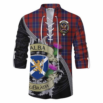 Tartan Vibes Clothing Wishart Tartan Family Crest Ghillie Kilt Shirt Lion Rampant Royal Thistle Shield Celtic Inspired