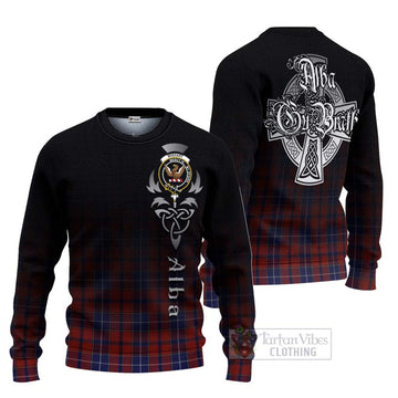 Tartan Vibes Clothing Wishart Tartan Knitted Sweater Featuring Alba Gu Brath Family Crest Celtic Inspired