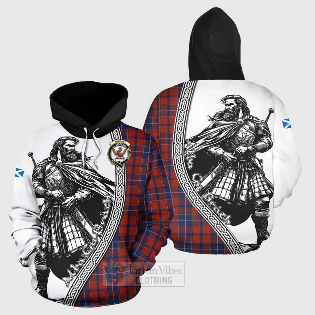 Tartan Vibes Clothing Wishart Tartan Clan Crest Hoodie with Highlander Warrior Celtic Style