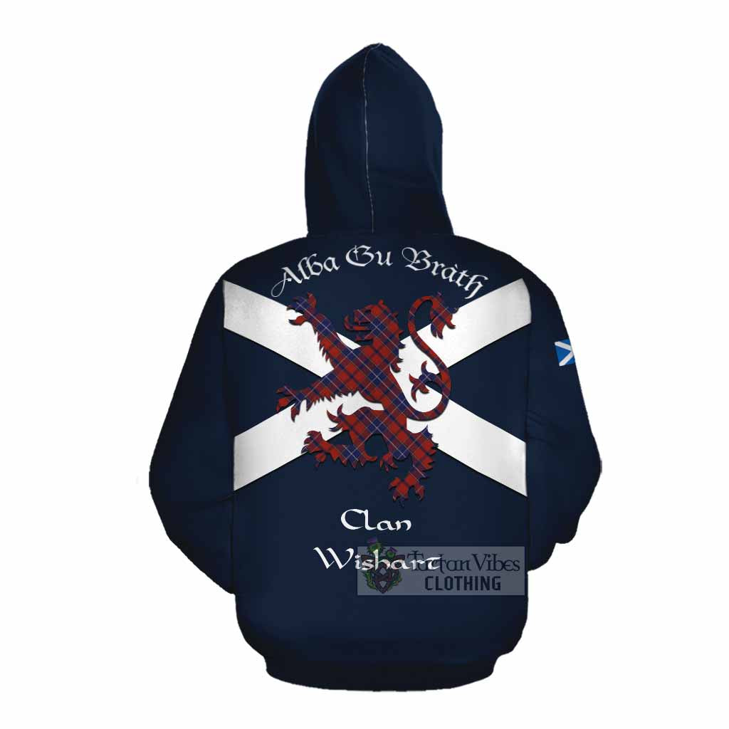Tartan Vibes Clothing Wishart Tartan Lion Rampant Cotton Hoodie Proudly Display Your Heritage with Alba Gu Brath and Clan Name