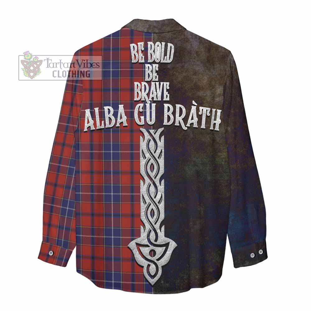 Tartan Vibes Clothing Wishart Tartan Family Crest Women's Casual Shirt Alba Gu Brath Be Brave Lion Ancient Style
