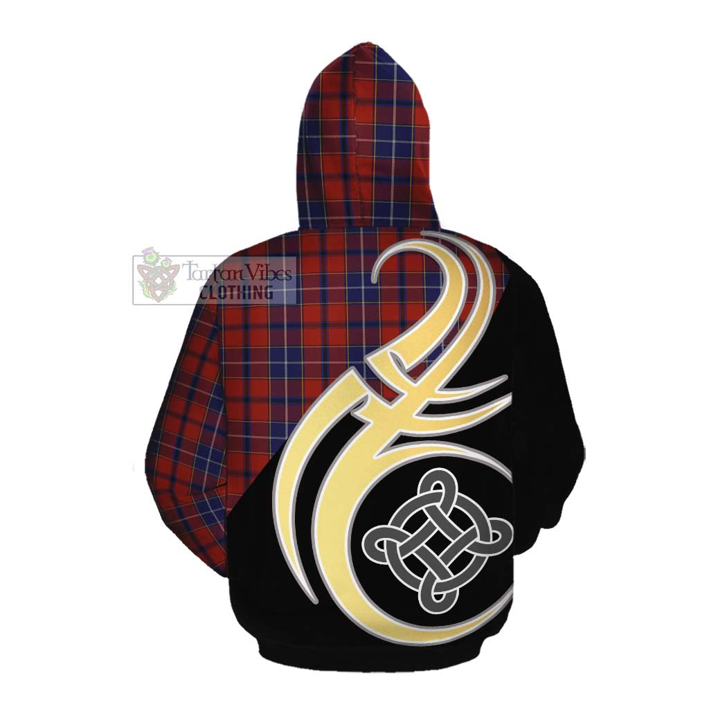Tartan Vibes Clothing Wishart Tartan Cotton Hoodie with Family Crest and Celtic Symbol Style