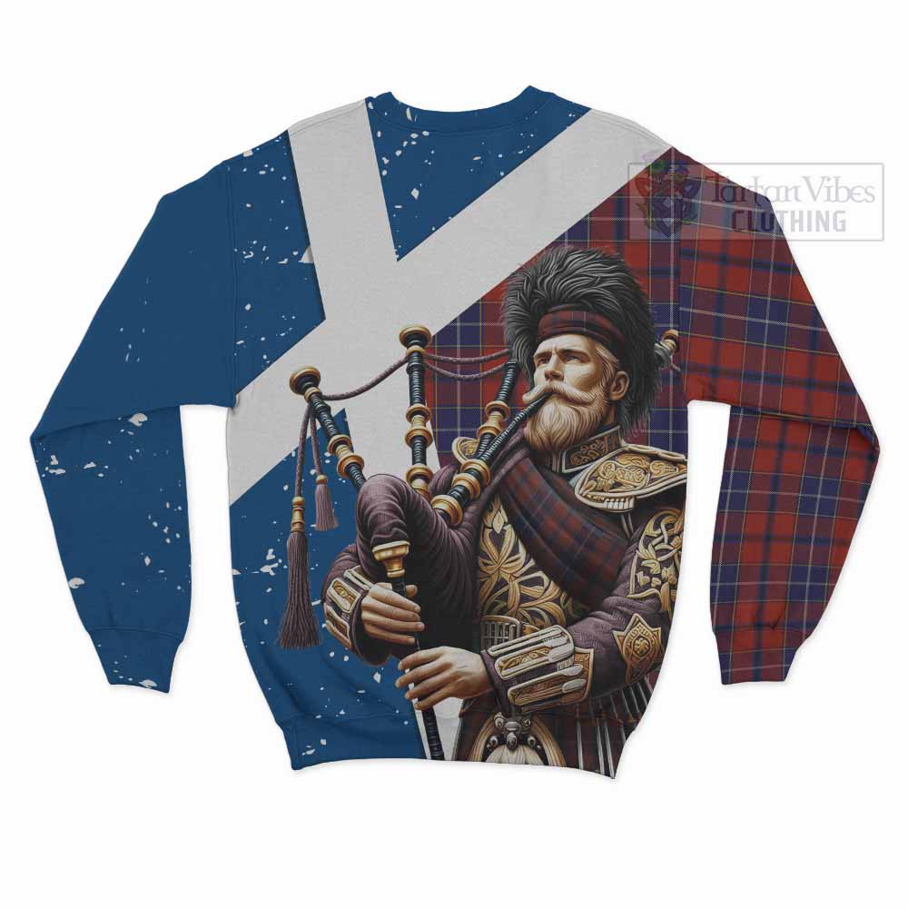 Tartan Vibes Clothing Wishart Tartan Sweatshirt with Family Crest Scottish Bagpiper Vibes