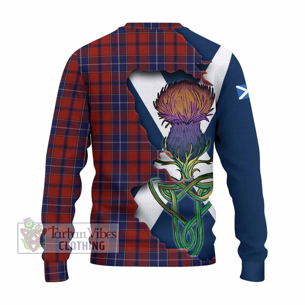 Tartan Vibes Clothing Wishart Tartan Family Crest Knitted Sweater Scottish Thistle Celtic Inspired