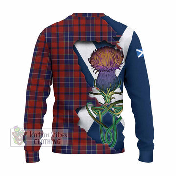 Tartan Vibes Clothing Wishart Tartan Family Crest Knitted Sweater Scottish Thistle Celtic Inspired