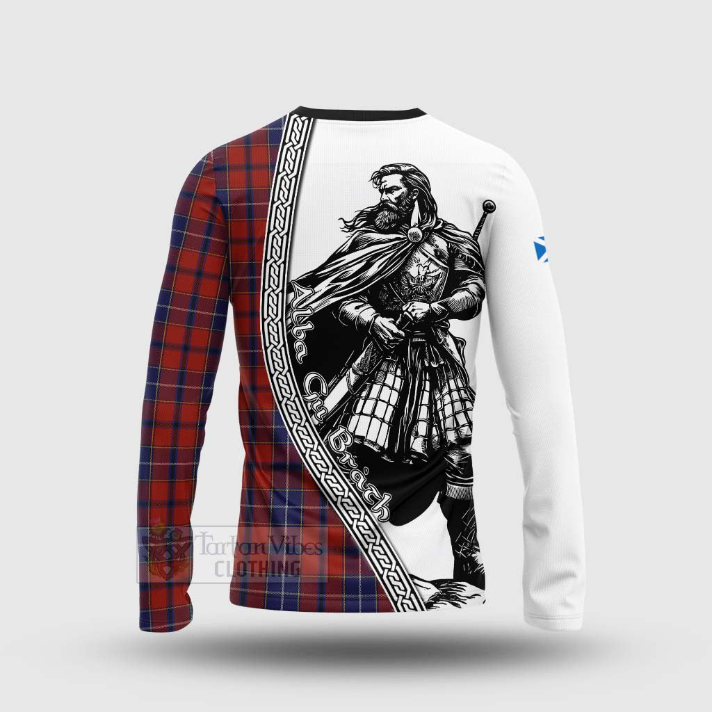 Tartan Vibes Clothing Wishart Tartan Clan Crest Long Sleeve T-Shirt with Highlander Warrior Celtic Style