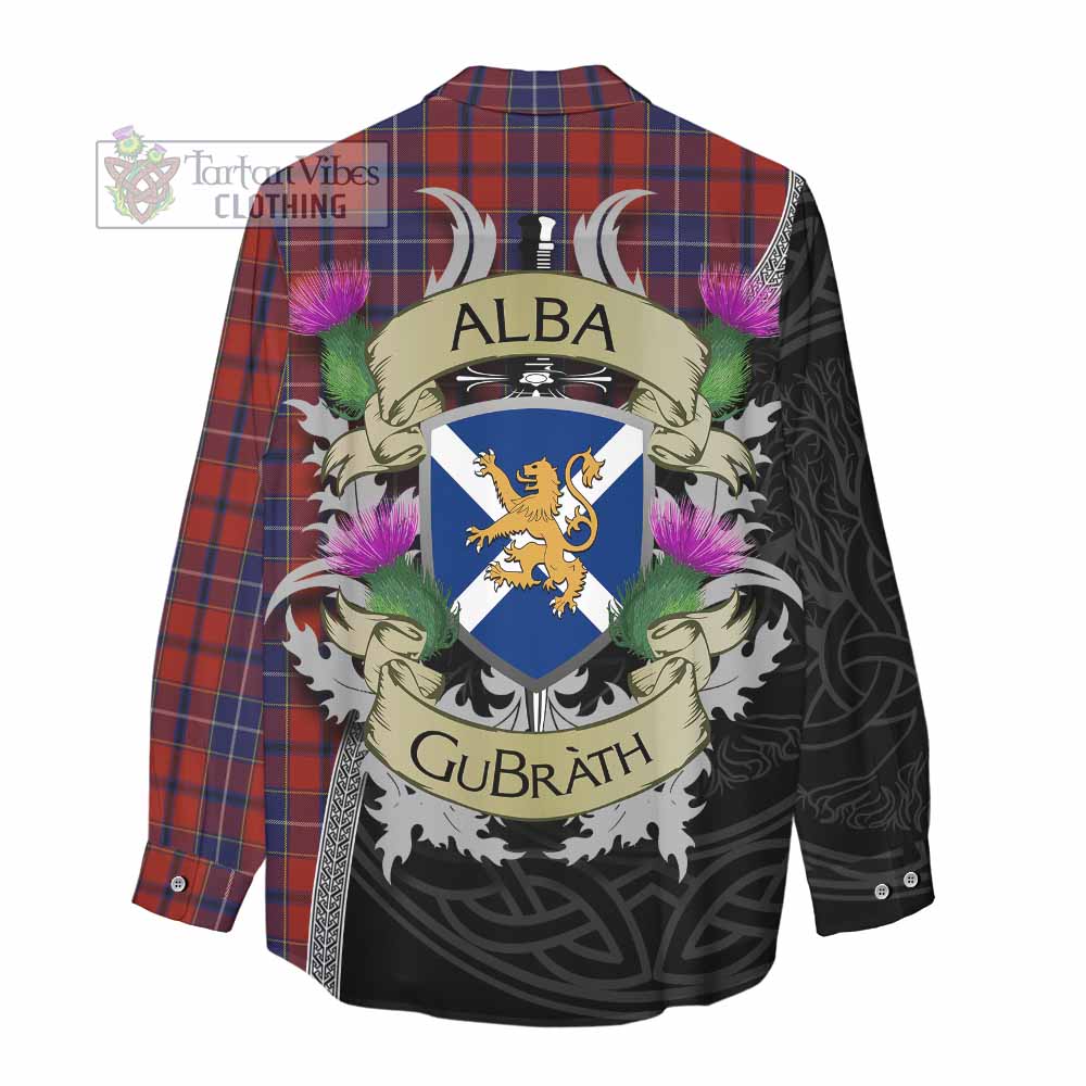 Tartan Vibes Clothing Wishart Tartan Family Crest Women's Casual Shirt Lion Rampant Royal Thistle Shield Celtic Inspired