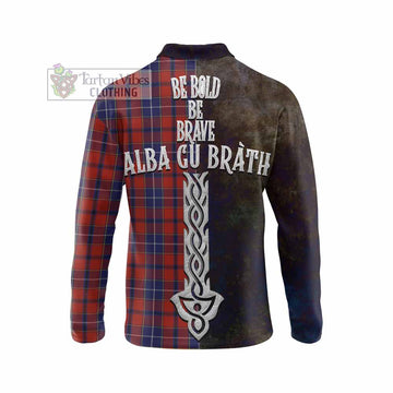 Wishart Tartan Family Crest Long Sleeve Polo Shirt Alba Gu Brath Be Brave Lion Ancient Style