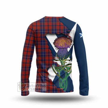 Tartan Vibes Clothing Wishart Tartan Family Crest Long Sleeve T-Shirt Scottish Thistle Celtic Inspired