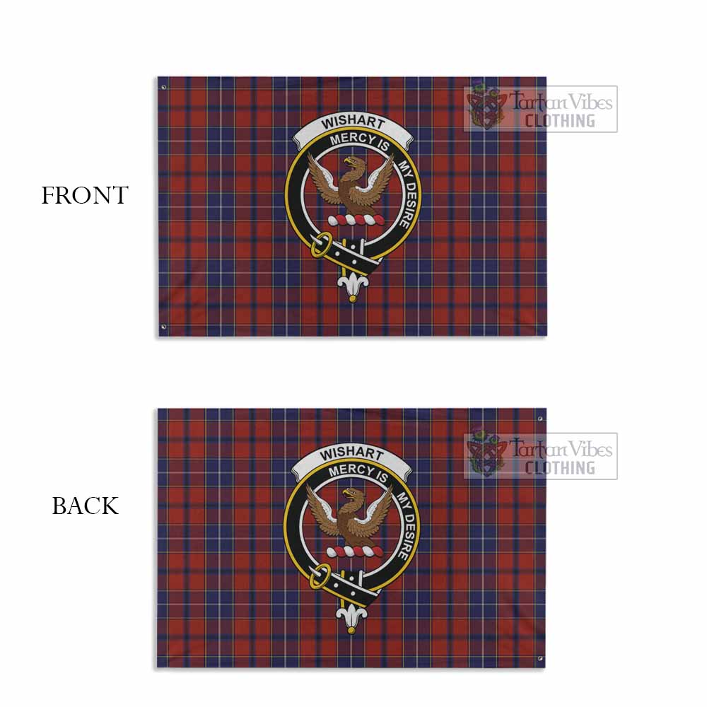 Tartan Vibes Clothing Wishart Tartan House Flag with Family Crest