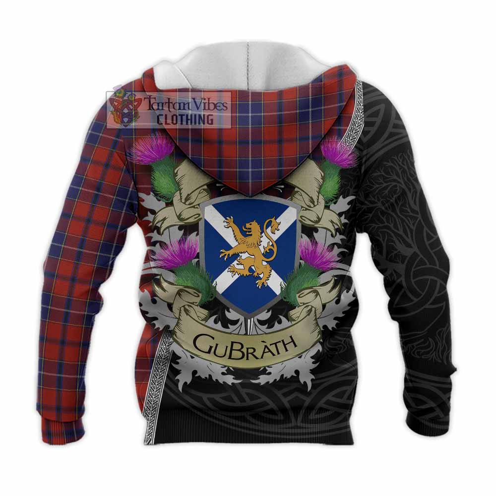 Tartan Vibes Clothing Wishart Tartan Family Crest Knitted Hoodie Lion Rampant Royal Thistle Shield Celtic Inspired