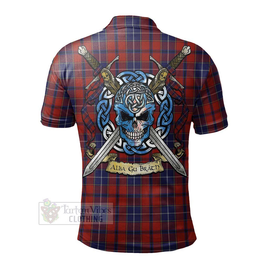 Tartan Vibes Clothing Wishart Tartan Polo Shirt with Family Crest Celtic Skull Style