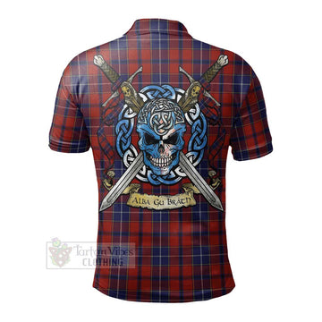 Tartan Vibes Clothing Wishart Tartan Polo Shirt with Family Crest Celtic Skull Style