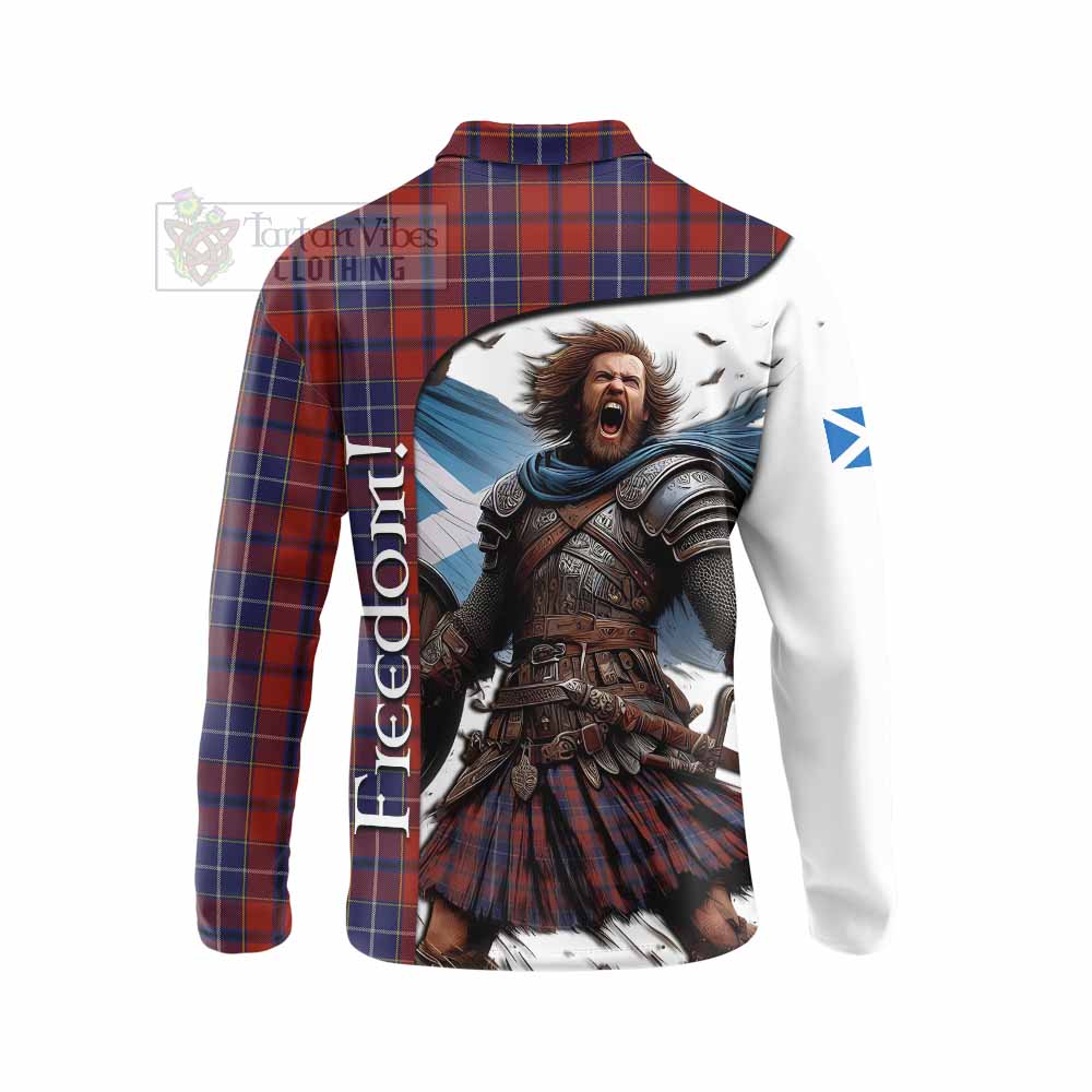 Tartan Vibes Clothing Wishart Crest Tartan Long Sleeve Polo Shirt Inspired by the Freedom of Scottish Warrior