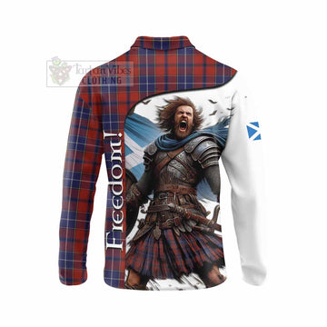 Tartan Vibes Clothing Wishart Crest Tartan Long Sleeve Polo Shirt Inspired by the Freedom of Scottish Warrior