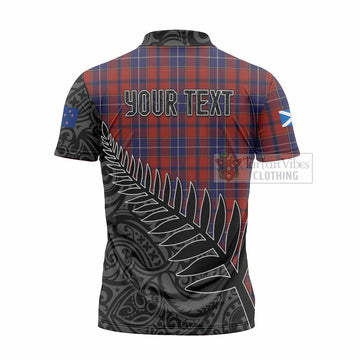 Tartan Vibes Clothing Wishart Crest Tartan Zipper Polo Shirt with New Zealand Silver Fern Half Style