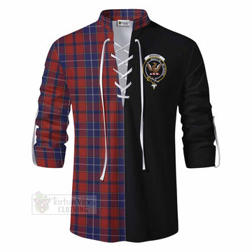 Tartan Vibes Clothing Wishart Tartan Ghillie Kilt Shirt with Family Crest and Half Of Me Style