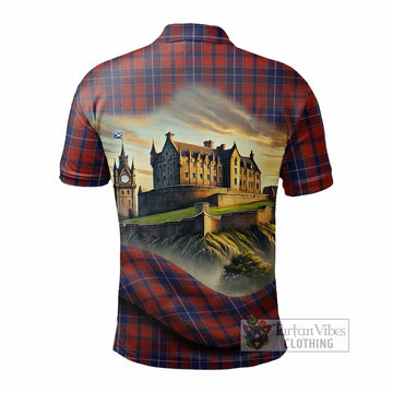 Wishart Tartan Family Crest Polo Shirt with Scottish Ancient Castle Style