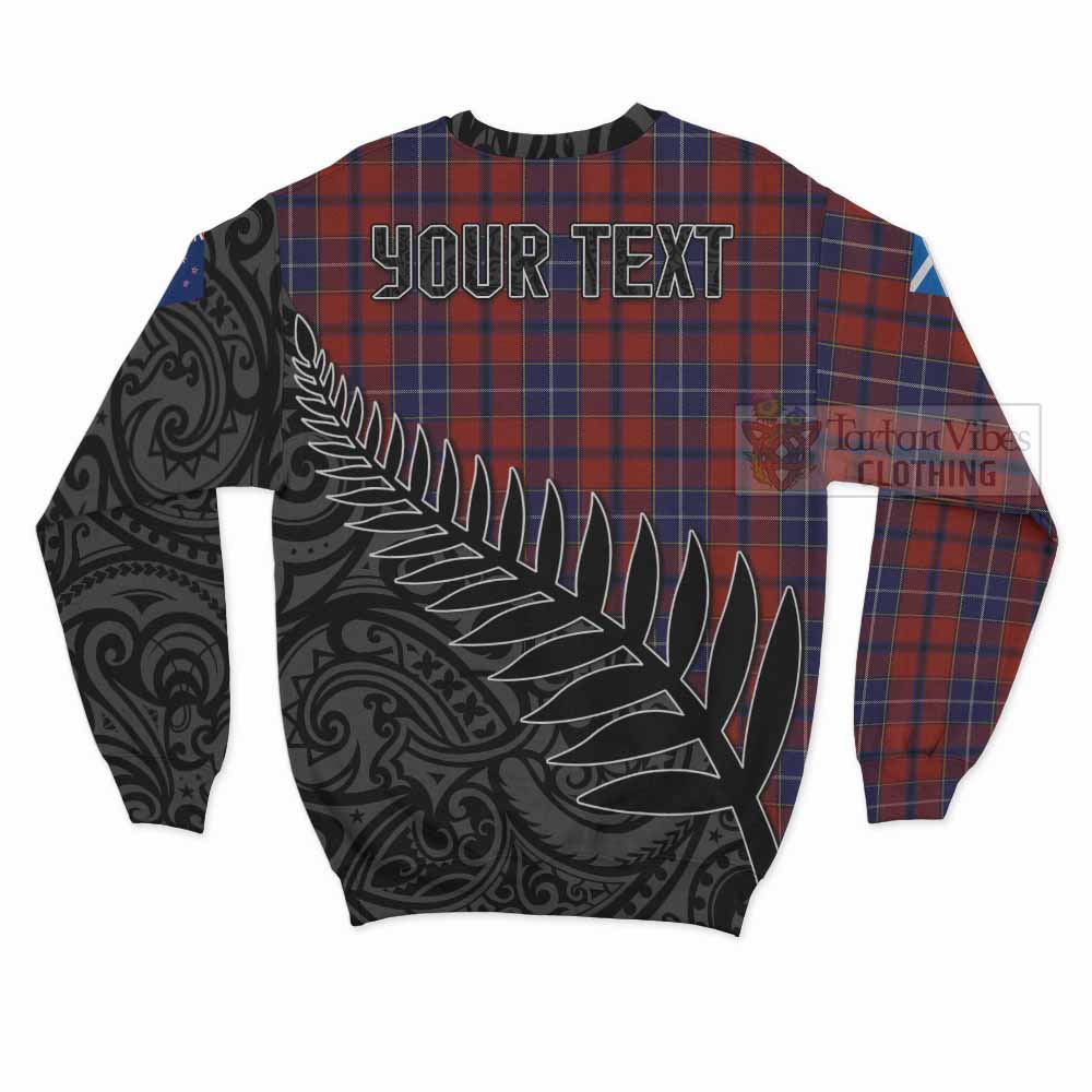 Tartan Vibes Clothing Wishart Crest Tartan Sweatshirt with New Zealand Silver Fern Half Style