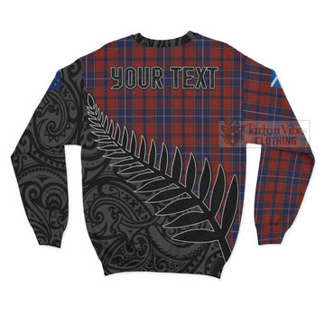 Tartan Vibes Clothing Wishart Crest Tartan Sweatshirt with New Zealand Silver Fern Half Style