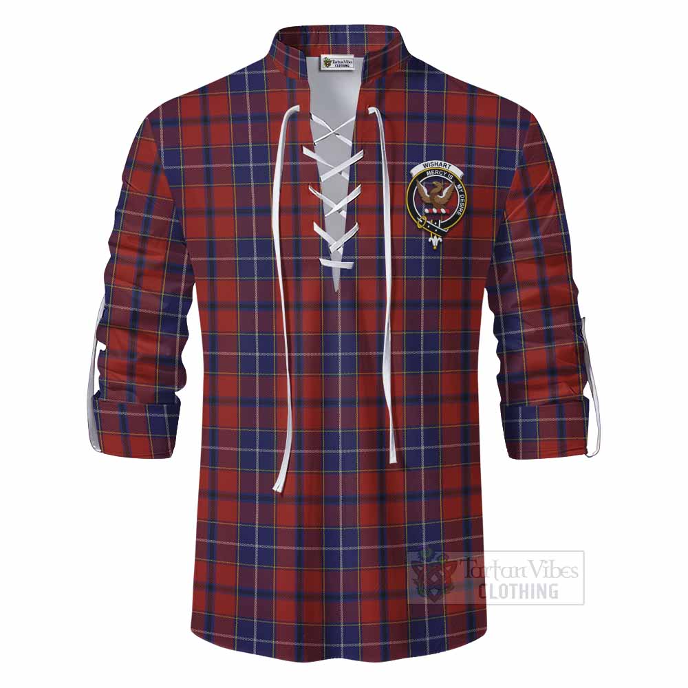 Tartan Vibes Clothing Wishart Tartan Ghillie Kilt Shirt with Family Crest DNA In Me Style