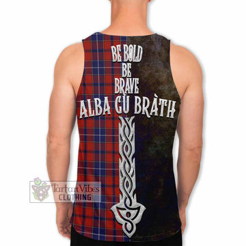 Wishart Tartan Family Crest Men's Tank Top Alba Gu Brath Be Brave Lion Ancient Style