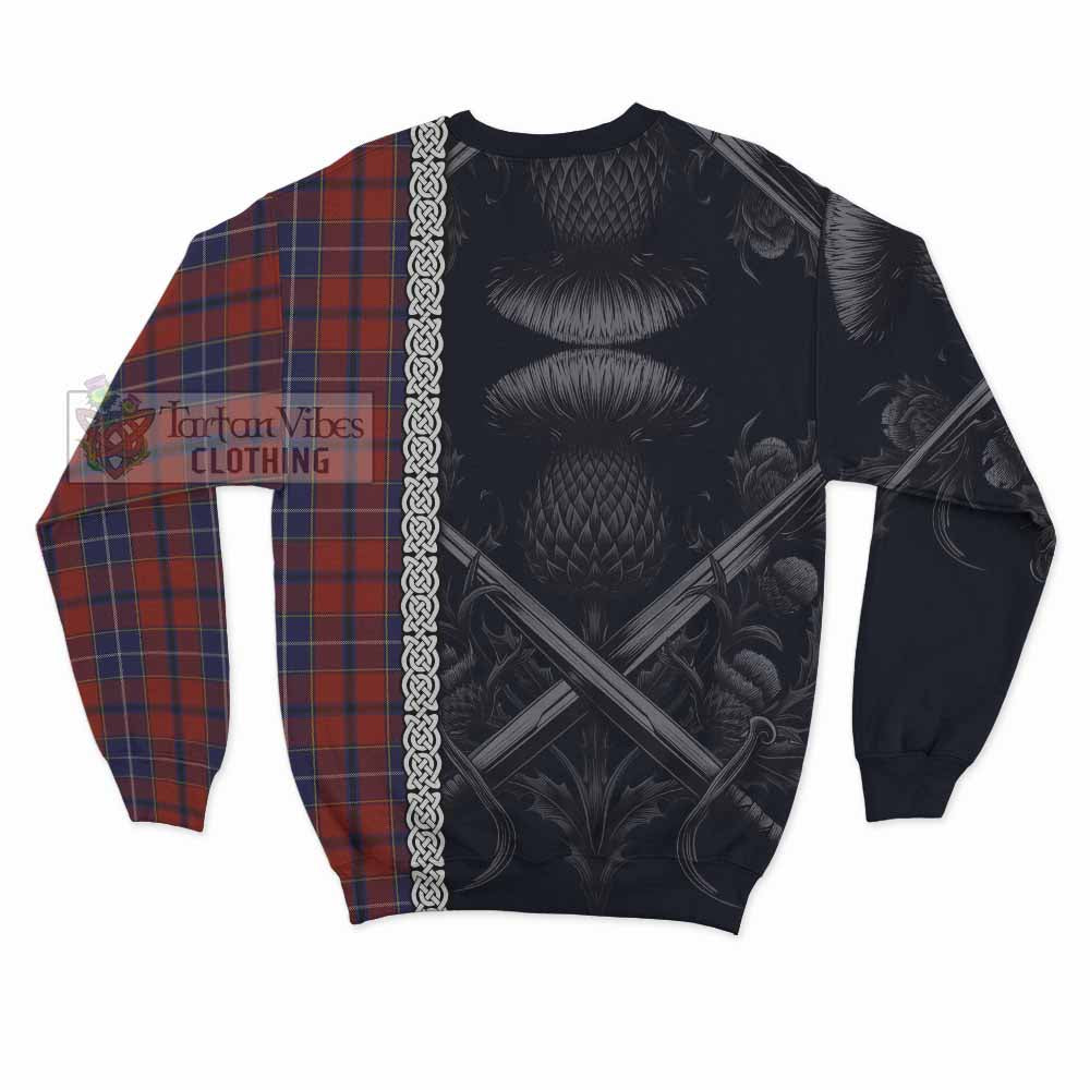 Tartan Vibes Clothing Wishart Tartan Sweatshirt with Family Crest Cross Sword Thistle Celtic Vibes