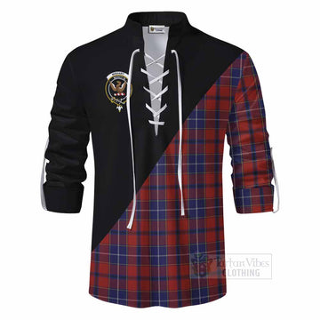 Tartan Vibes Clothing Wishart Tartan Ghillie Kilt Shirt with Family Crest and Military Logo Style