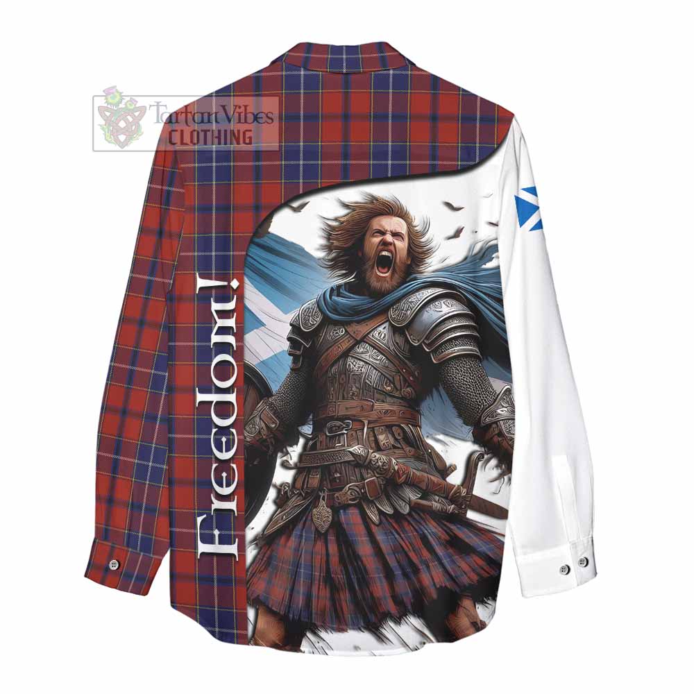 Tartan Vibes Clothing Wishart Crest Tartan Women's Casual Shirt Inspired by the Freedom of Scottish Warrior