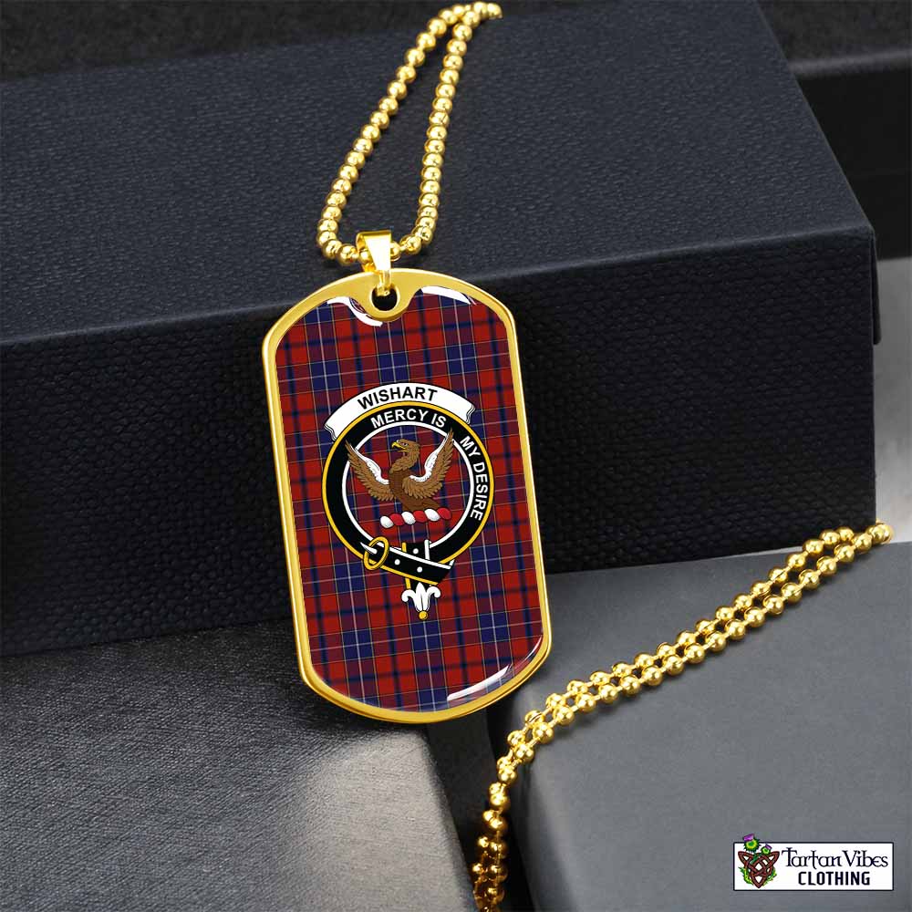 Tartan Vibes Clothing Wishart Tartan Dog Tag Necklace with Family Crest