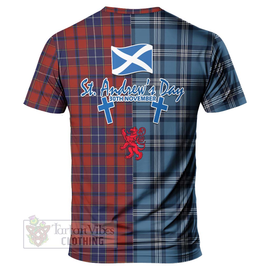 Tartan Vibes Clothing Wishart Tartan T-Shirt Happy St. Andrew's Day Half Tartan Style
