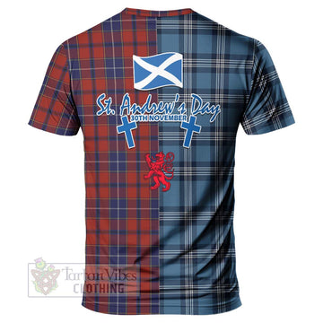 Tartan Vibes Clothing Wishart Tartan T-Shirt Happy St. Andrew's Day Half Tartan Style