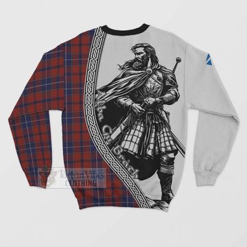 Tartan Vibes Clothing Wishart Tartan Clan Crest Sweatshirt with Highlander Warrior Celtic Style