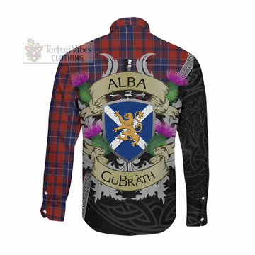 Tartan Vibes Clothing Wishart Tartan Family Crest Long Sleeve Button Shirt Lion Rampant Royal Thistle Shield Celtic Inspired